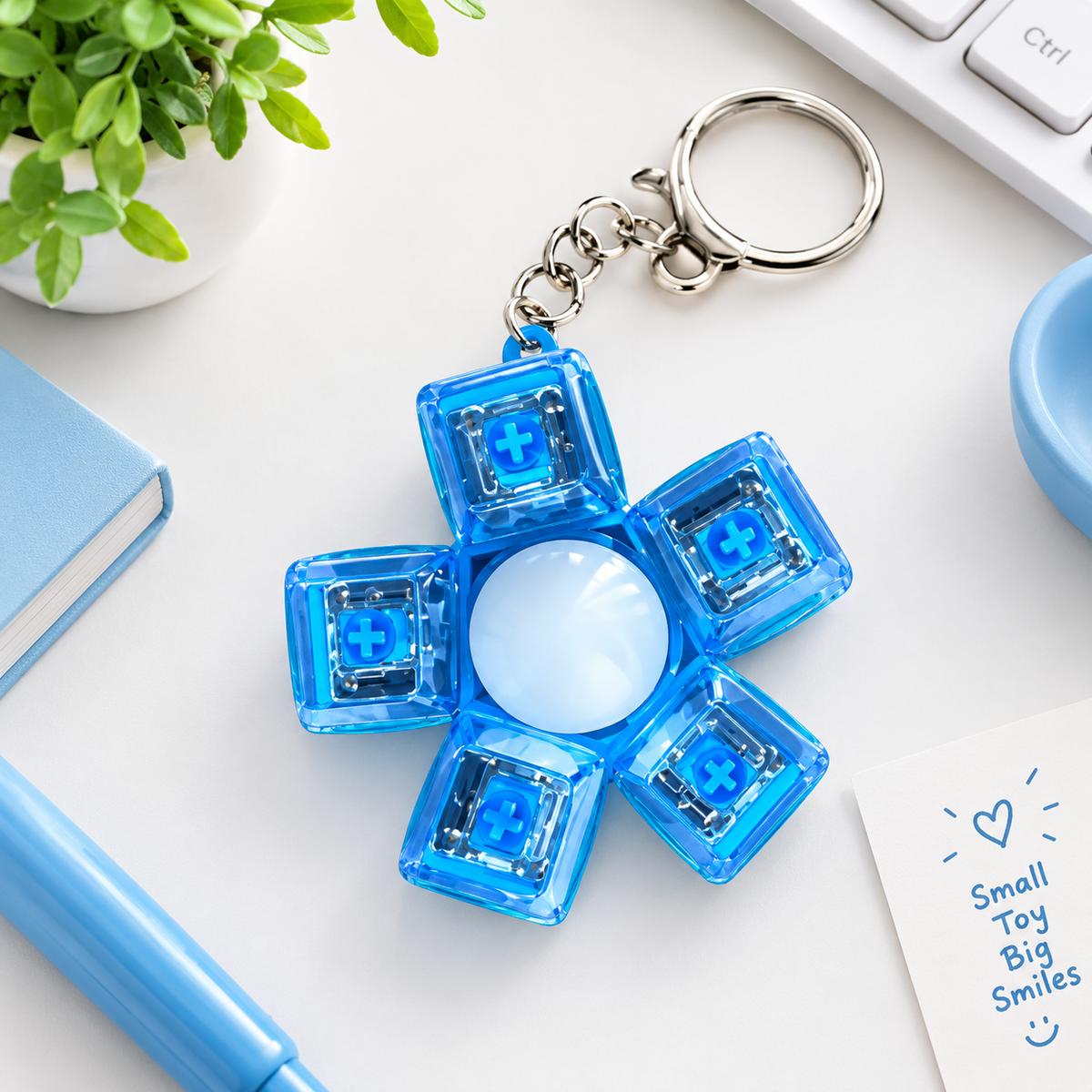 FIDGET KEYRING WITH MECHANICAL KEY