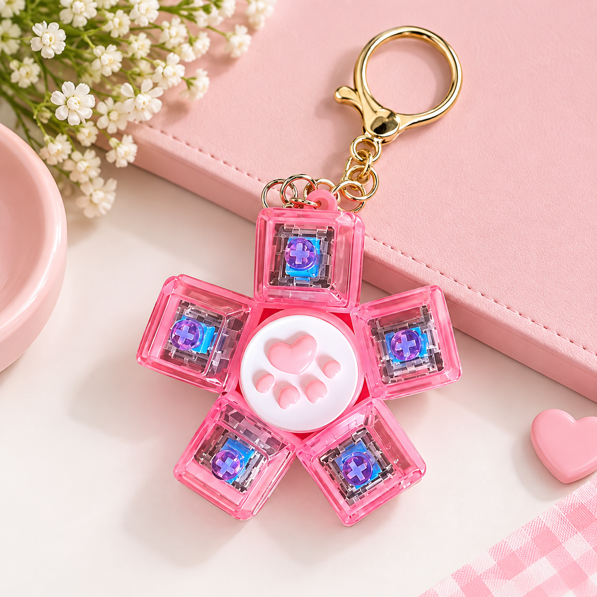 FIDGET KEYRING WITH MECHANICAL KEY
